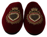 Red Velvet Sacred Heart Embroidery Slides Shoes - Avaz Shop