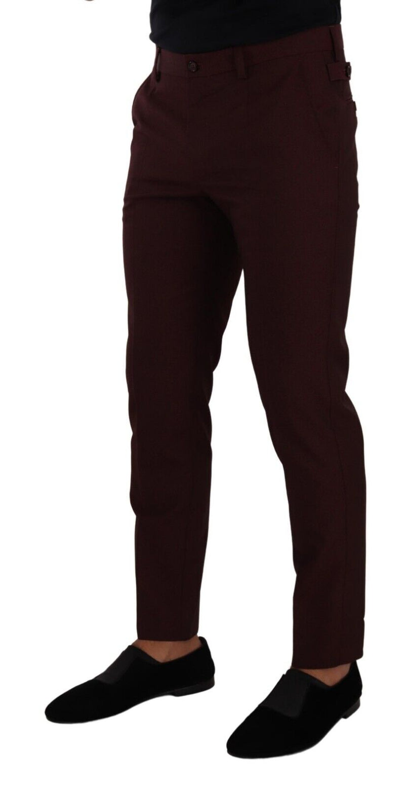 Maroon Bordeaux Skinny Slim Trouser Pants
