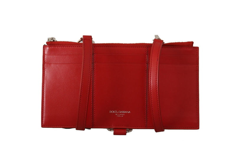 Red Leather Mini Sling Shoulder Purse Wallet