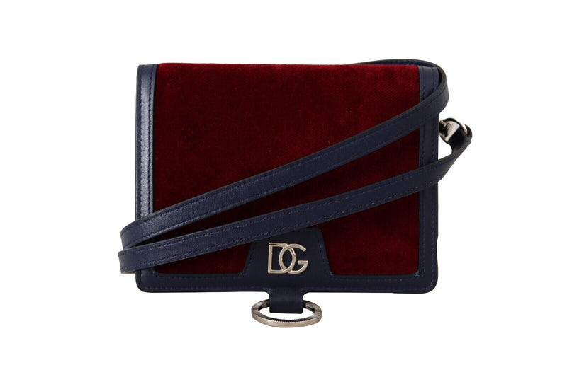 Red Blue Leather Velvet Mini Sling Purse Wallet