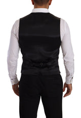 Black Stretch Single Breasted Waistcoat Vest