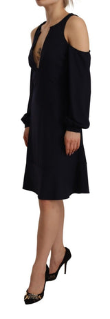 Black Long Sleeves Open Shoulder A-line Dress