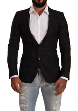 Black Brocade Two Button Suit MARTINI Jacket