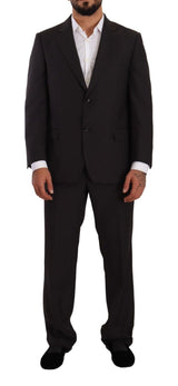Gray Polyester Single Breasted Formal Suit