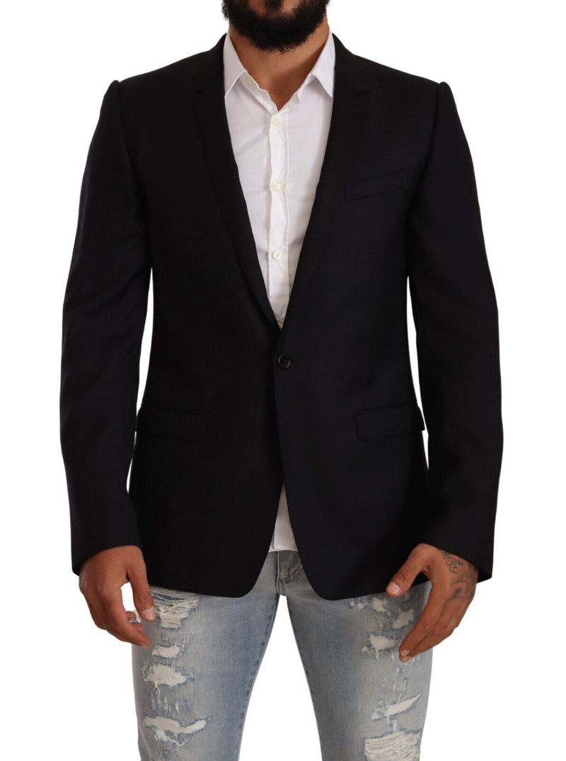 Black Wool Single Breasted Suit GOLD Jacket