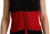 Red Corset Belt Stretch Waist Strap Silk Top