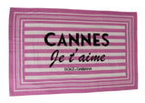 Pink White Stripes Cannes Beach Towel