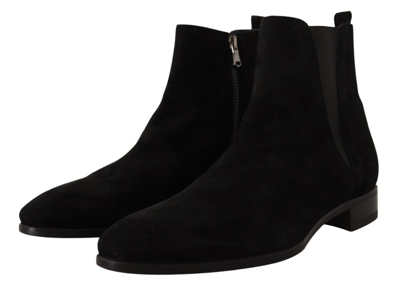 Black Suede Leather Chelsea Mens Boots Shoes