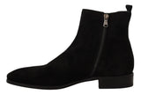 Black Suede Leather Chelsea Mens Boots Shoes