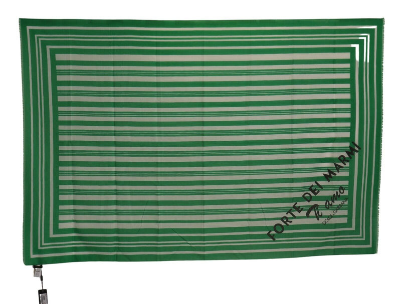 Green White Striped Forte Dei Marmi Shawl Scarf