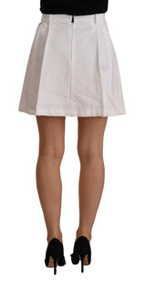 White High Waist A-line Mini Cotton Skirt