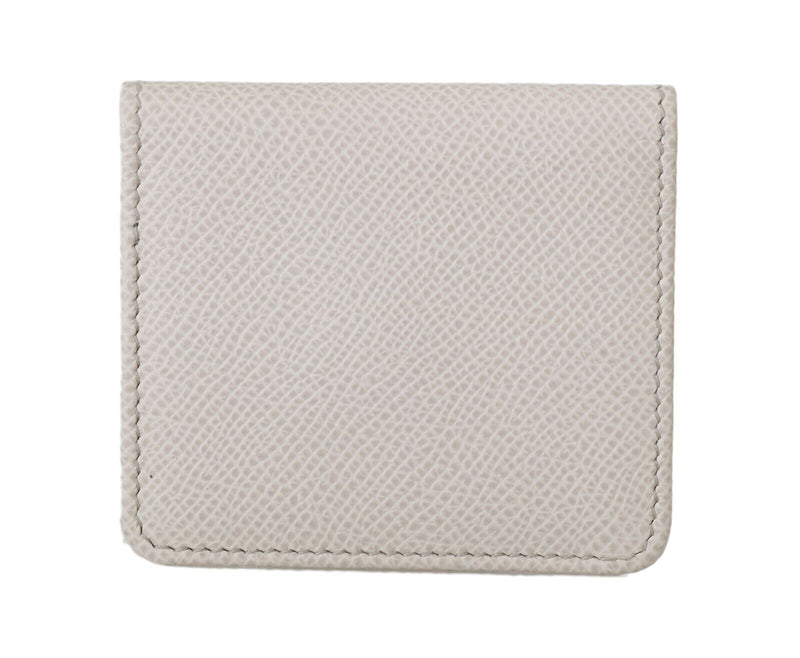 White Dauphine Leather Holder Pocket Wallet Condom Case