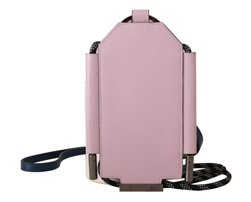 Pink Leather Mini Slim Neck Strap Card Holder Wallet