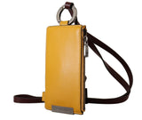 Yellow Leather Mini Slim Card Holder Neck Strap Wallet