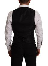 Black Wool Single Breasted Waistcoat Vest