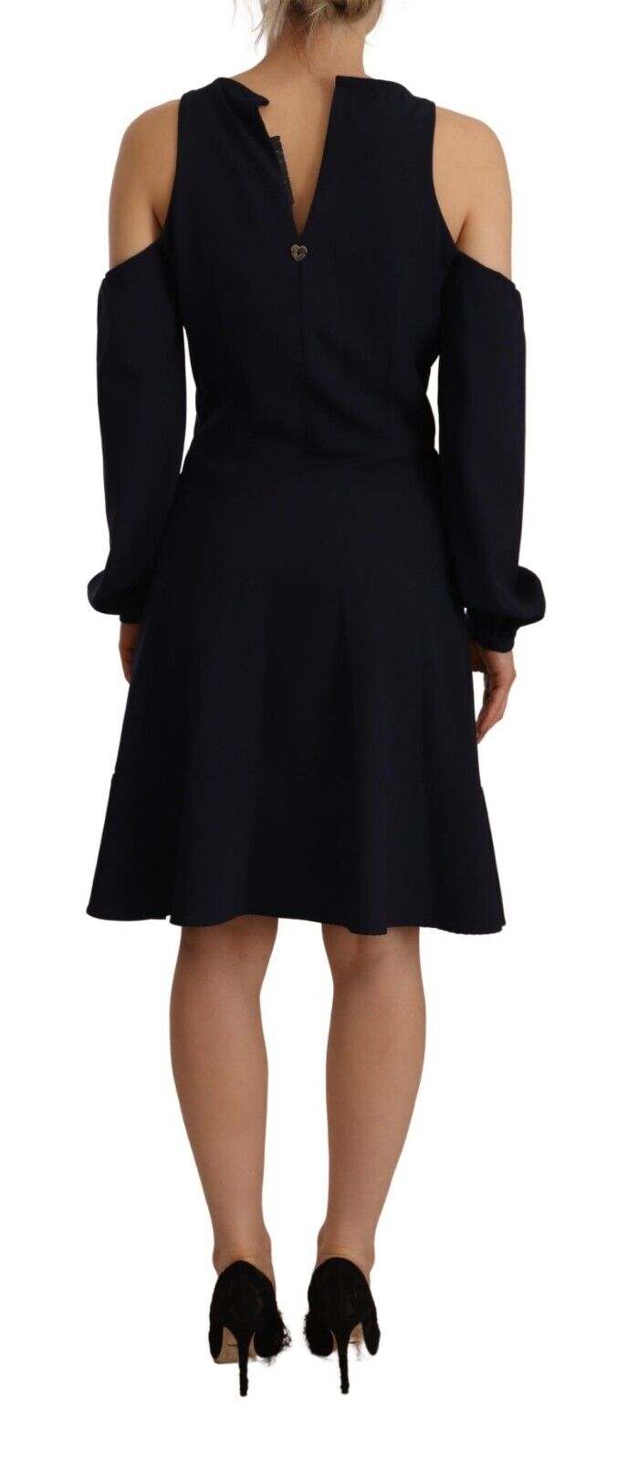 Black Long Sleeves Open Shoulder A-line Dress