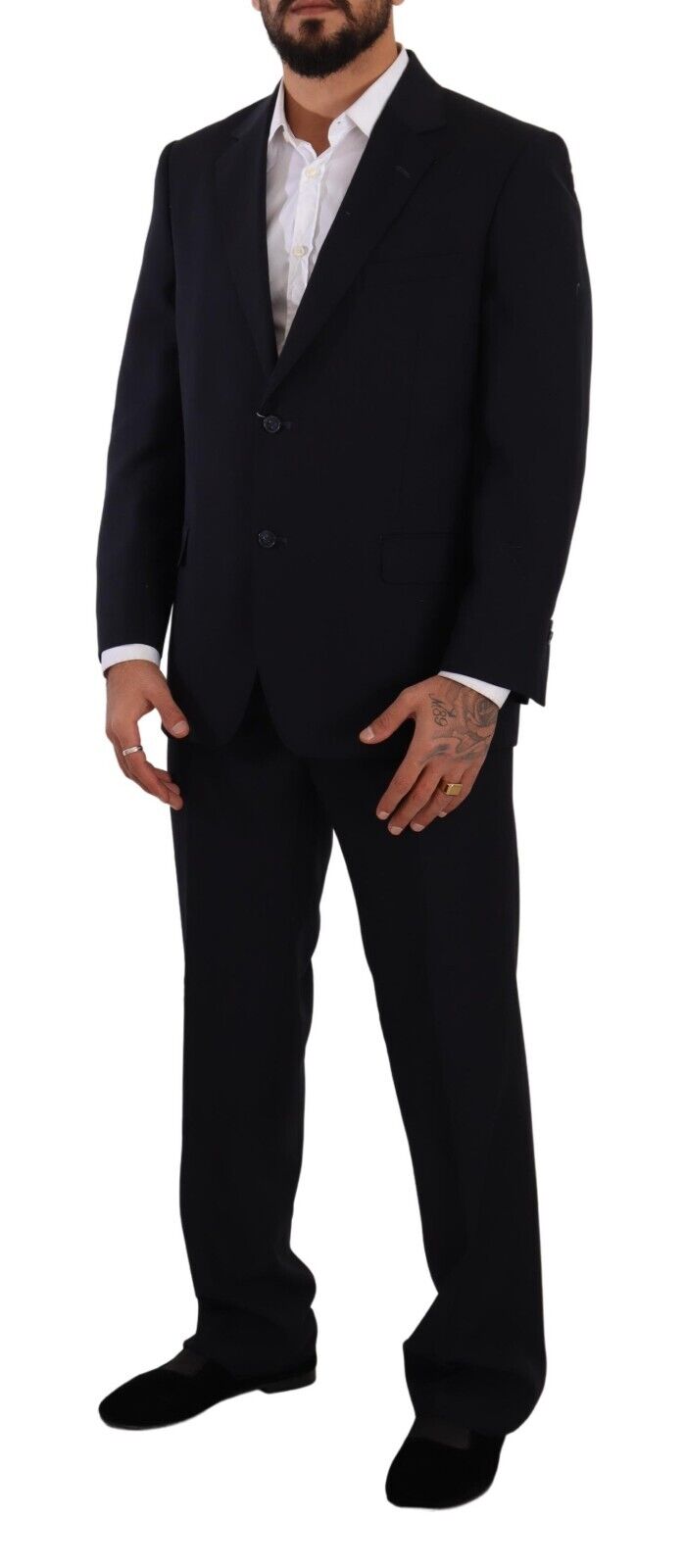 Blue Polyester Single Breasted Formal Suit