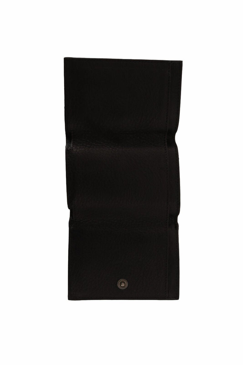 Black Leather Trifold Purse Multi Kit Belt Strap Wallet