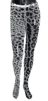 Gray Leopard Print Mesh Nylon Tights