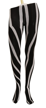 Black White Striped Tights Stockings Women