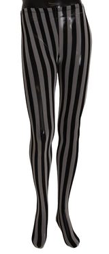 Black White Striped Tights Stockings