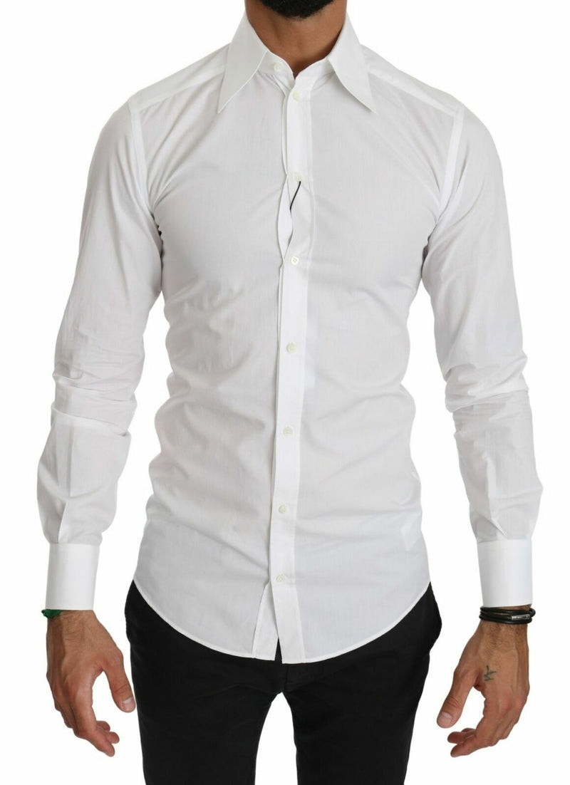 White Fitted Long Sleeve Top Shirt