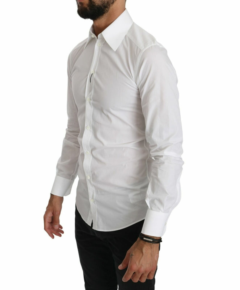 White Fitted Long Sleeve Top Shirt