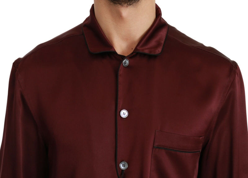Bordeaux Silk Pajama Casual Shirt