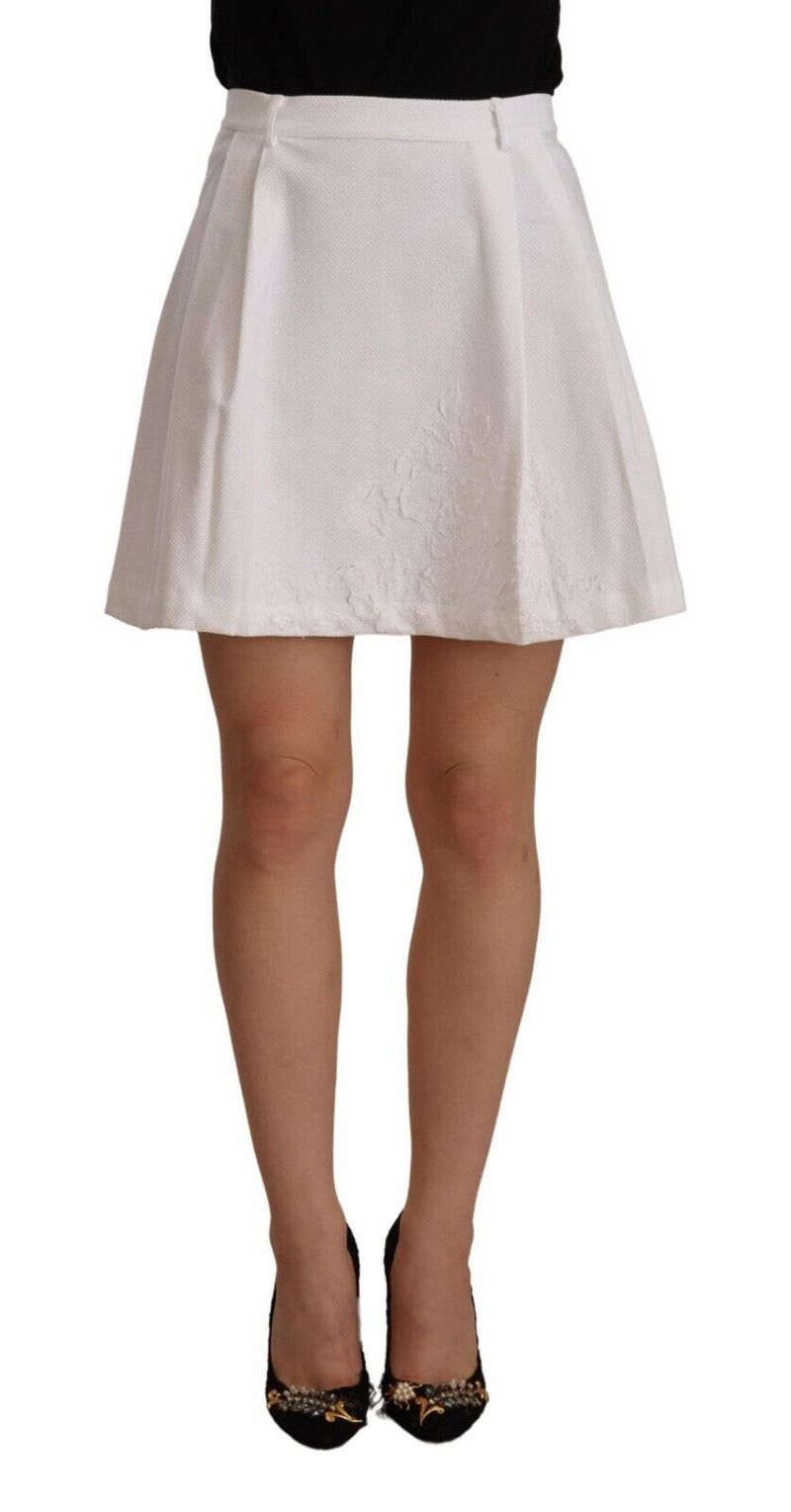 White High Waist A-line Mini Cotton Skirt