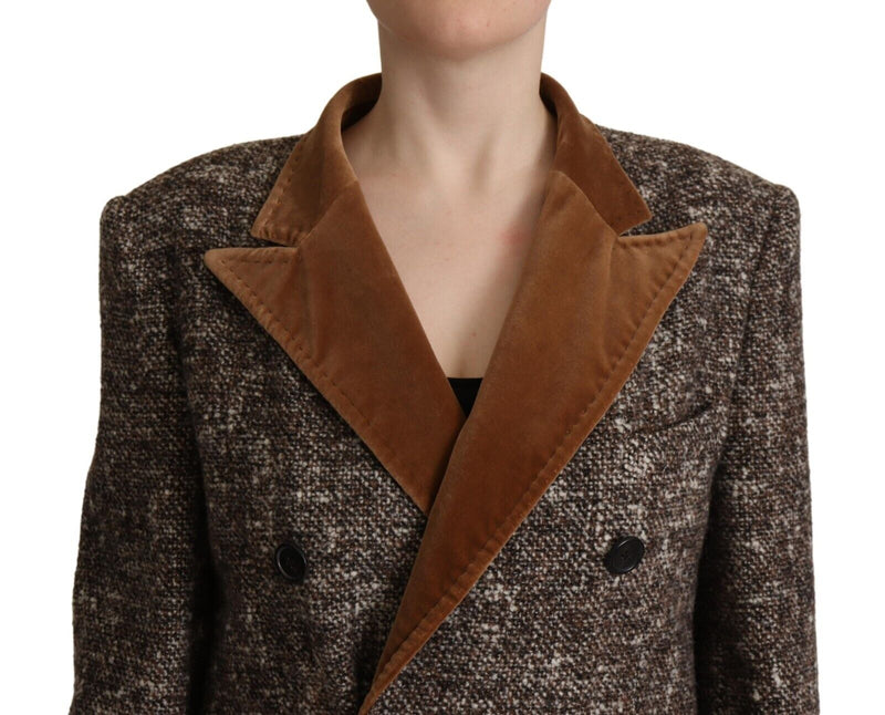 Brown Wool Double Breasted Trench Coat Jacket