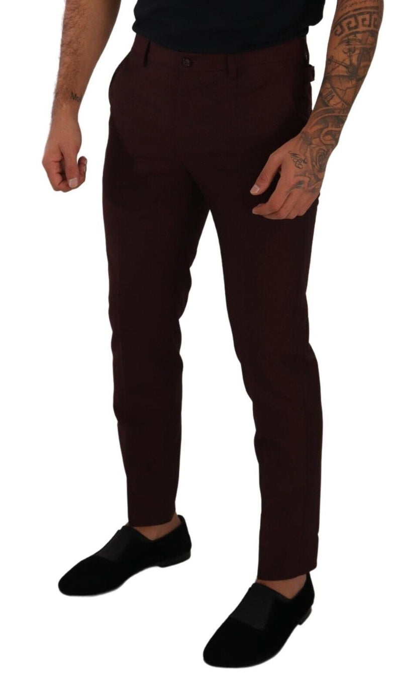 Maroon Bordeaux Skinny Slim Trouser Pants