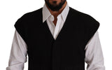 Black Wool Cotton Dress Waistcoat Vest