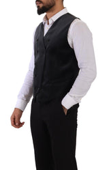 Gray Velvet Cotton Slim Fit Waistcoat Vest