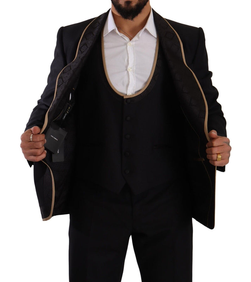 Black SICILIA Single Breasted 3 Piece Suit
