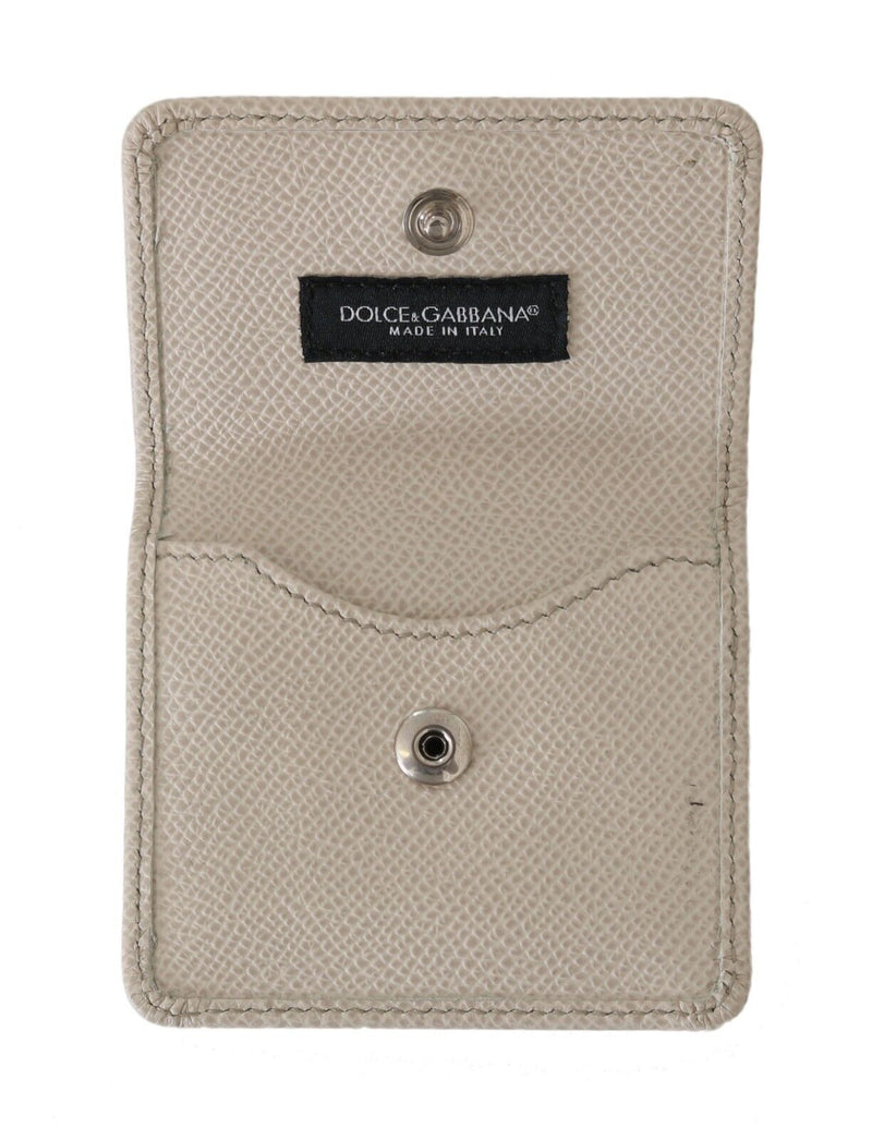 White Dauphine Leather Holder Pocket Wallet Condom Case