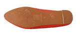 Orange Leather Eyelet Slides Flats Loafers Shoes