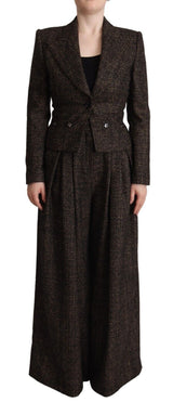 Dark Brown Wool Single Breasted 2 Pc Jacket Pants