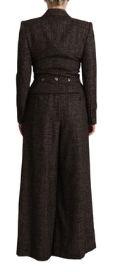 Dark Brown Wool Single Breasted 2 Pc Jacket Pants