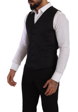 Black Stretch Single Breasted Waistcoat Vest