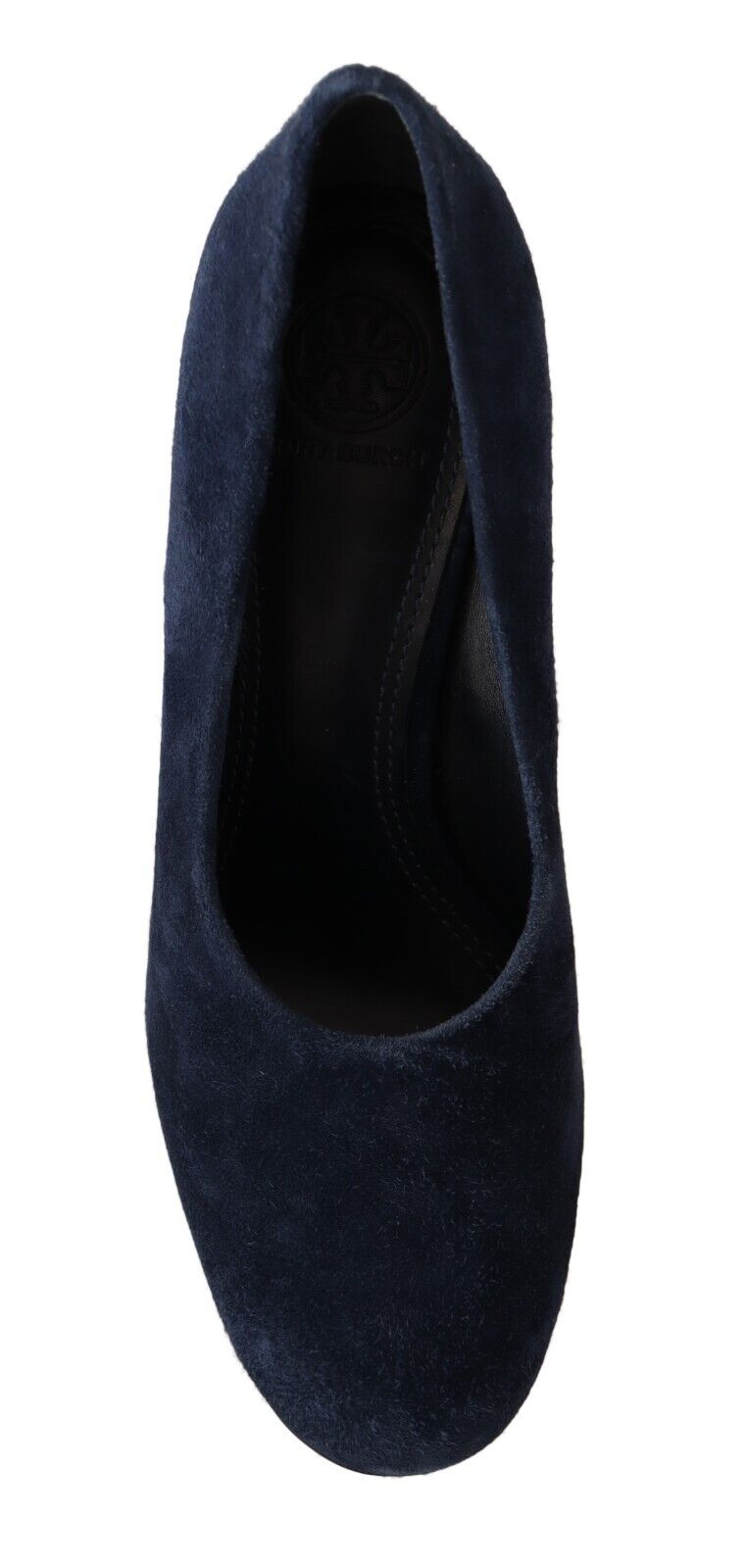 Navy Blue Suede Leather Block Heels Pumps Shoes