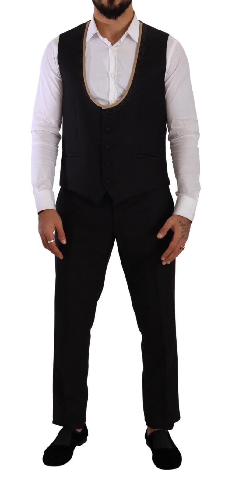 Black SICILIA Single Breasted 3 Piece Suit