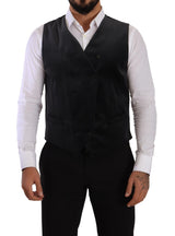 Gray Velvet Cotton Slim Fit Waistcoat Vest