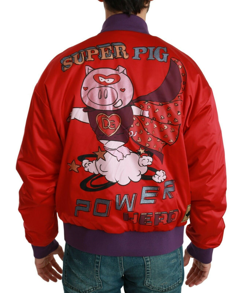 Red YEAR OF THE PIG Bomber Jacket