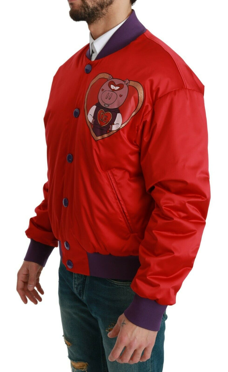 Red YEAR OF THE PIG Bomber Jacket