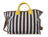 Blue White Striped Shopping Tote Bag