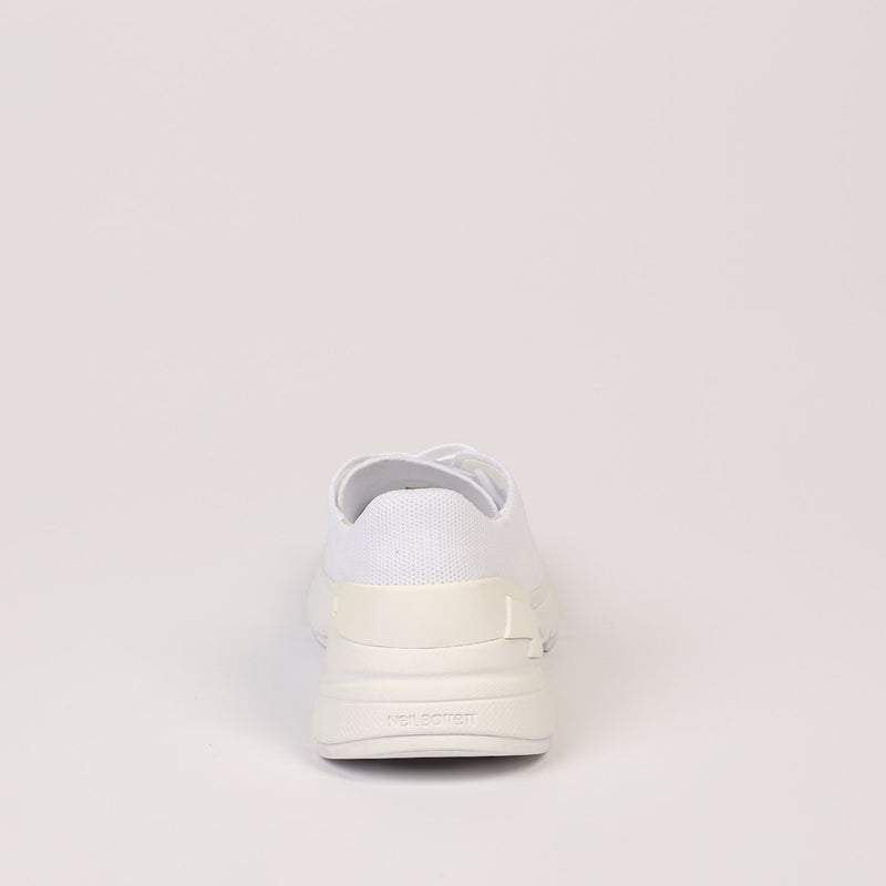 White Textile and Leather Sneaker