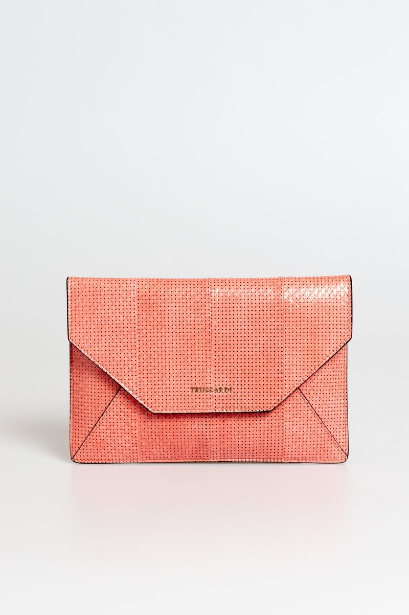 Pink Leather Clutch Bag